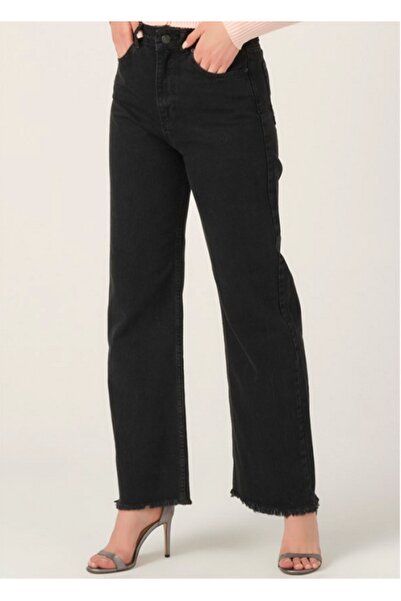 Butik Karaca Kadın Salaş Siyah Kot Pantolon
