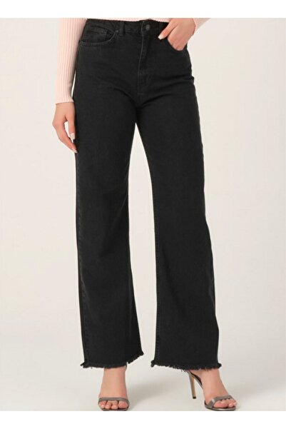 Butik Karaca Kadın Salaş Siyah Kot Pantolon