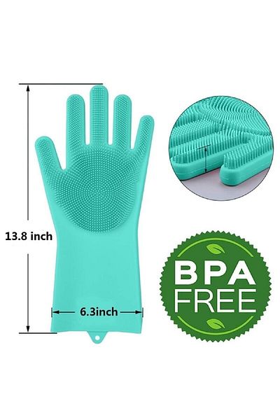 Tilbe Home Silicone Gloves Dishwashing Gloves Durable Non-Slip Serrated Gloves Oven Kitchen Gloves
