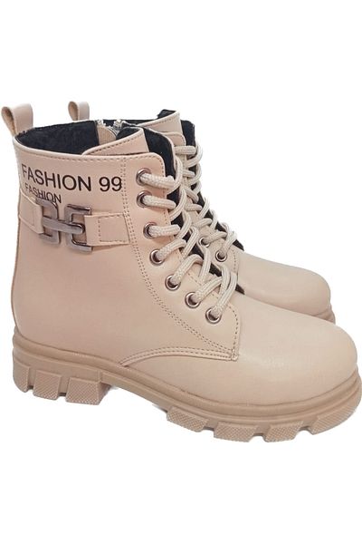 İpek Girl's Beige Zippered Fashion Boots