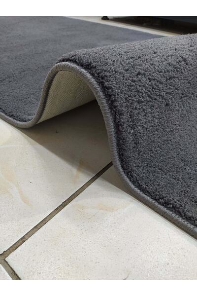 Dinarsu Antrasit Peluş Kaymaz Taban Post Yolluk Halı Yıkanabilir