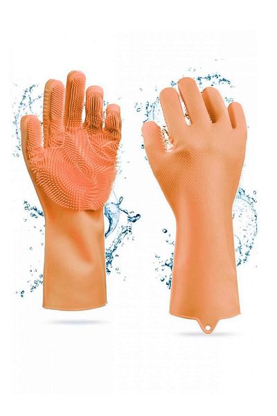 Tilbe Home Silicone Gloves Dishwashing Gloves Durable Non-Slip Serrated Gloves Oven Kitchen Gloves