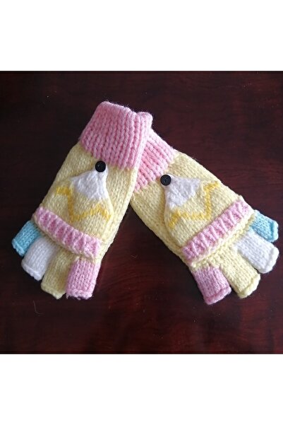 Butik Tülin Otantik Kadın Yün Akrilik El Örgü Çok Renkli Parmaksız Çevirme Şa...