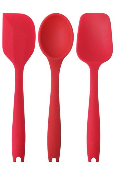 PİNK ROSE Bybirgül_Pinkrose Large Size Silicone Spatula - Fireproof and Non-Stick Spoon (Set)