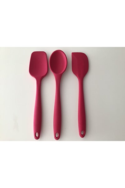 PİNK ROSE Bybirgül_Pinkrose Large Size Silicone Spatula - Fireproof and Non-Stick Spoon (Set)