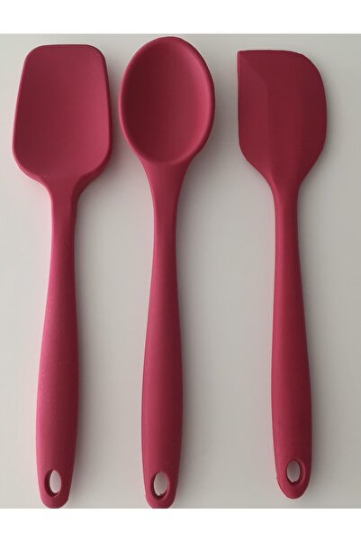 PİNK ROSE Bybirgül_Pinkrose Large Size Silicone Spatula - Fireproof and Non-Stick Spoon (Set)