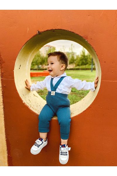 Asya Bebe Cross Strap Adjustable Baby Kids Tights Salopet Indigo