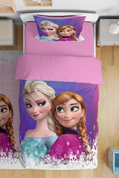 EVPANYA طقم سرير أطفال فردي بنمط إلسا مع ندفة الثلج