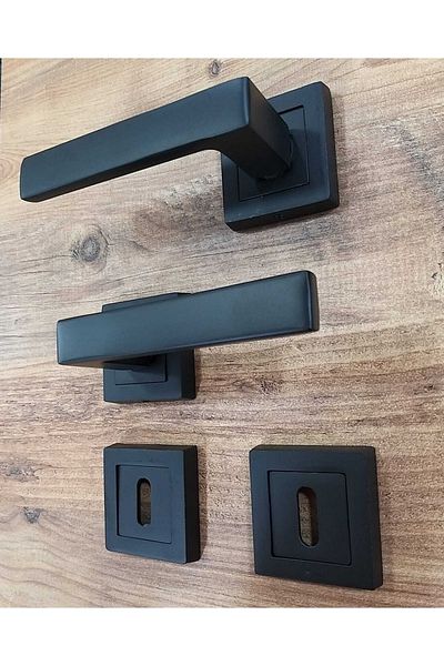 ARON Castle Lama Stainless Matte Black Square Badge Interior (Room) Door Handle 1 Set