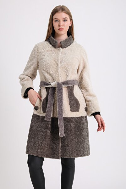 Leather Club Krem-bej Astragan Kürk Kaban