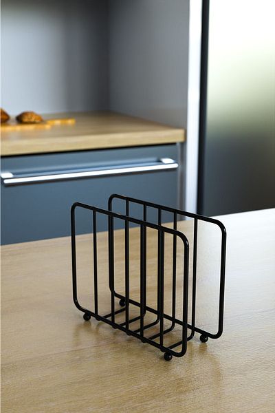 KARTEYA Luxury 4-Piece Serving Set and Bread Basket Towel Holder Napkin Holder Trivet Bread Dish Black Stainless