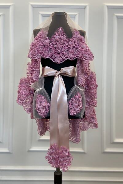 ZEYMERADE طقم حجاب الزفاف البودرة، حجاب الحناء، موديل VIP