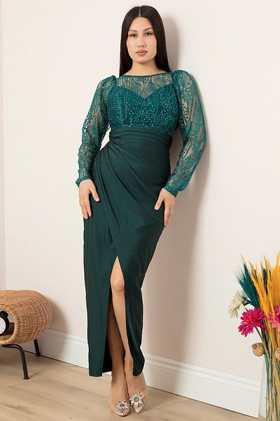 PULLIMM Buble Long Sleeve Evening Dress 39527