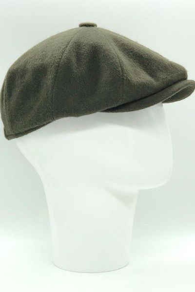 Hoppe Winter Wool Khaki 8 Piece British Style Peaky Blinders Cap Hat
