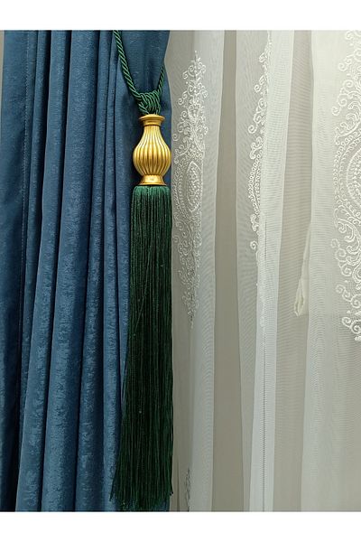TİEBACK Κουρτίνα φόντου Πλαϊνή δέσιμο Kuka Braçol Emerald Green