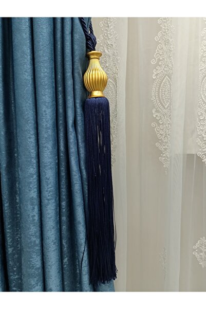 TİEBACK Fon Perde Yan Bağlama Kuka Braçol Lacivert