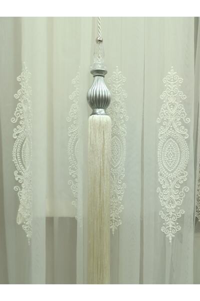 TİEBACK Fon Perde Orta Sarkıt Krem