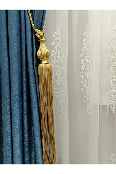 TİEBACK Fon Perde Yan Bağlama Kuka Braçol Hardal Sarısı