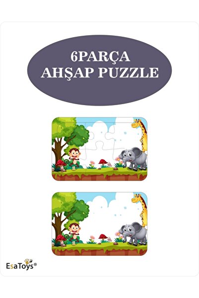 esatoys Ahşap Çocuk Puzzle 6 Parça