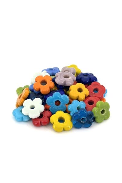 Selvi Konsept Papatya Cam Boncuk Büyük Boy 2 Cm Karışık Renk 12 Adet