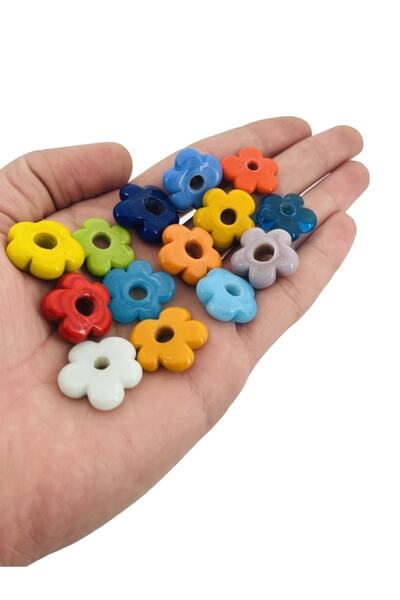 Selvi Konsept Papatya Cam Boncuk Büyük Boy 2 Cm Karışık Renk 12 Adet