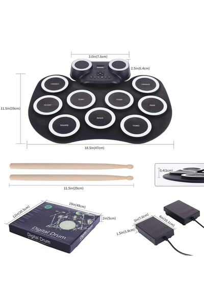 SZ MASTER Bateri Digital Elektronik Davul Seti Usb Şarjlı Pedallı Katlanabilir Elektrikli Bateri
