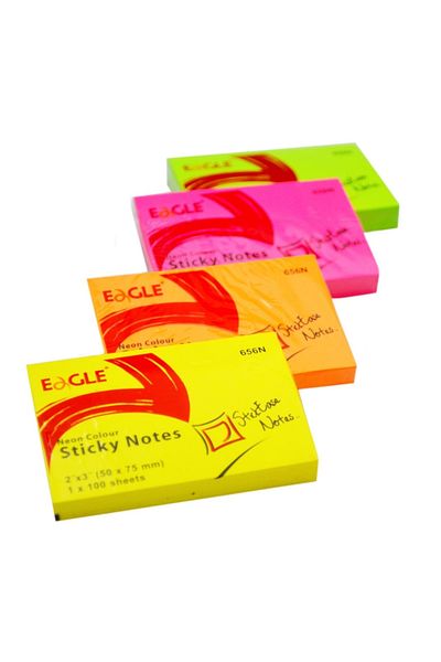 Eagle 50x75 Mm Neon Color Sticky Adhesive Note Paper 100 Sheets (656n) 4 Pieces
