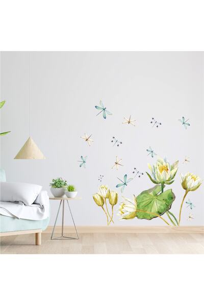 Aysprint مجموعة ملصقات زهرة اللوتس بألوان مائية