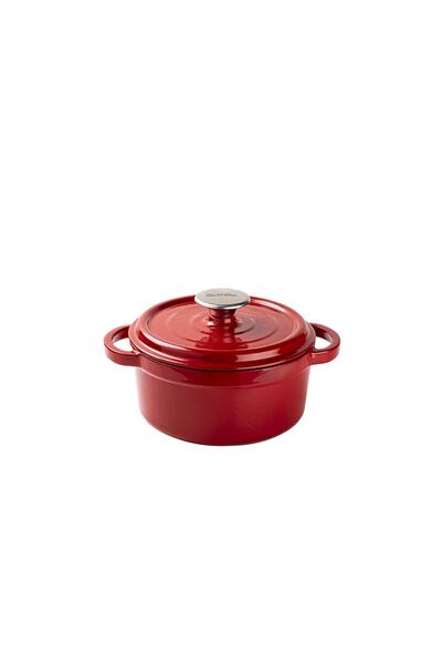 Tantitoni Red Cast Iron Round Deep Pot 20cm