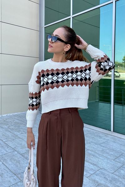 Nazliye Patterned Midi Knitted Sweater