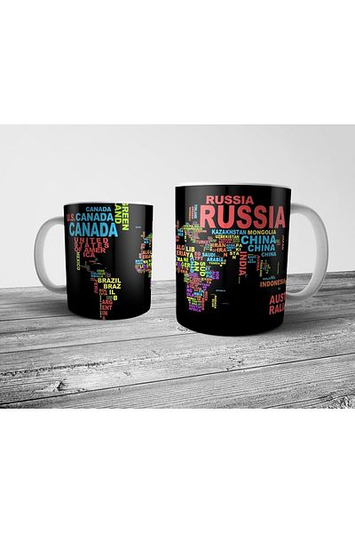 Pixxa Political World Map Design Mug Cup Model 3