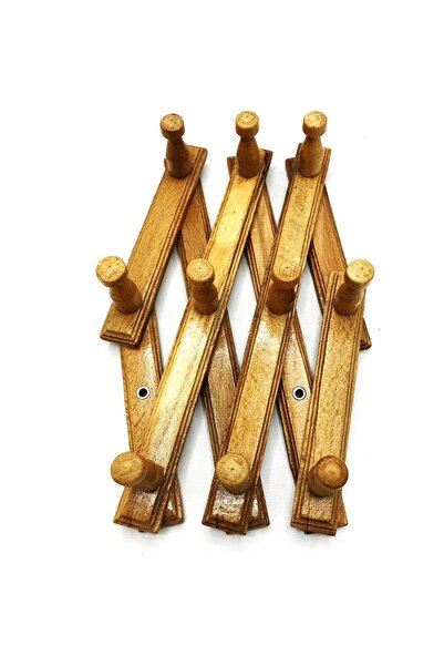 Askıcı Ahşap Akordiyon (akordion) Duvar Askısı 10 Kancalı