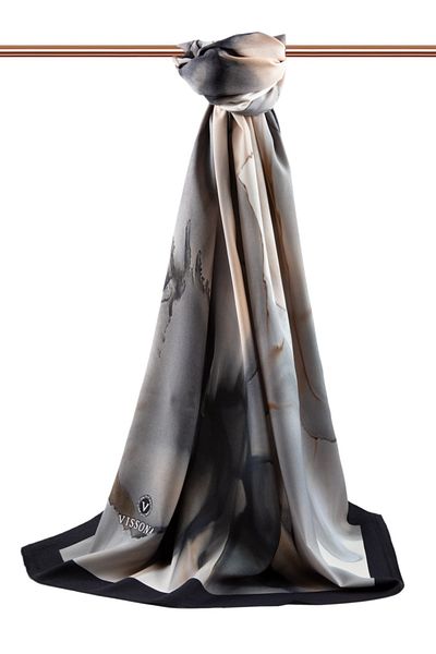 Vissona Γυναικείο σάλι πολυτελείας Medina Silk Grey - Μπεζ