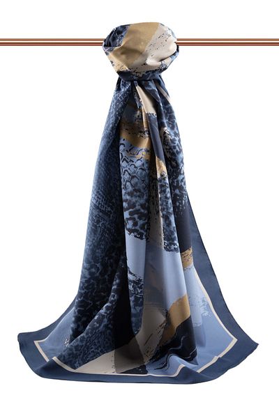 Vissona Γυναικείο Luxury Medina Silk Shawl Indigo - Μπεζ