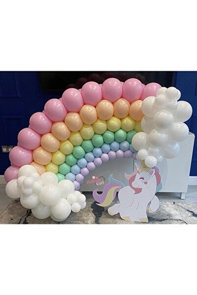 Çemrek Süs Parti Mini 5 Inç Balon Gökkuşağı 100 Ad Balon Ve 1 Ad Balon Bandı