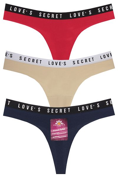 papatya lingerie Snur imprimat cu cauciuc Love Secret tăiat cu laser din 3 piese