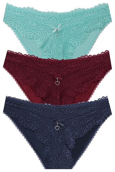 papatya lingerie 3'' Lace Fancy Panties with Heart Accessories