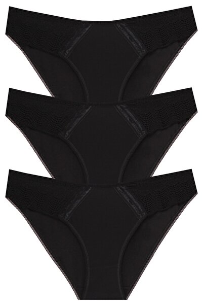papatya lingerie 3-Piece Front Tulle and Lace Mixed Back Micro Panties