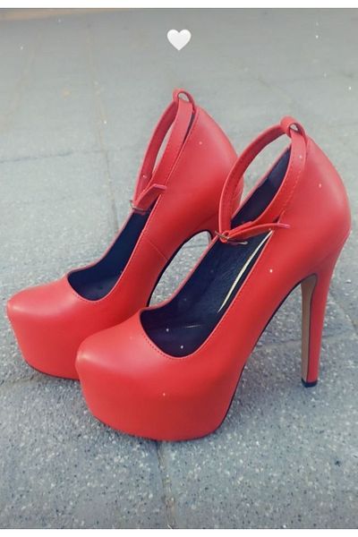 Afilli Women's Red Platform Sole 14-15 Thin High Nail Heel Evening Dress Heeled Shoes