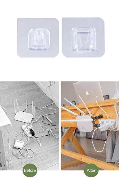 İndirimKap Çift Taraflı Yapışkanlı Geçmeli Klips Eşya Sabitleme Askısı Şeffaf Duvar Kancası