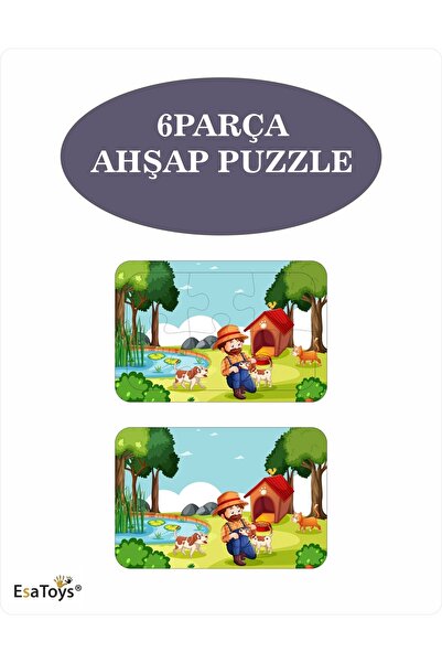 esatoys Ahşap Çocuk Puzzle 6 Parça