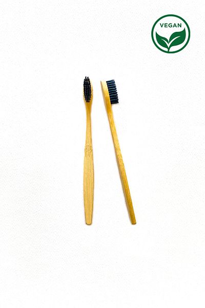 Wonwood 2 Pack Vegan Bamboo Toothbrush 100% Bio-Soluble Natural Handle