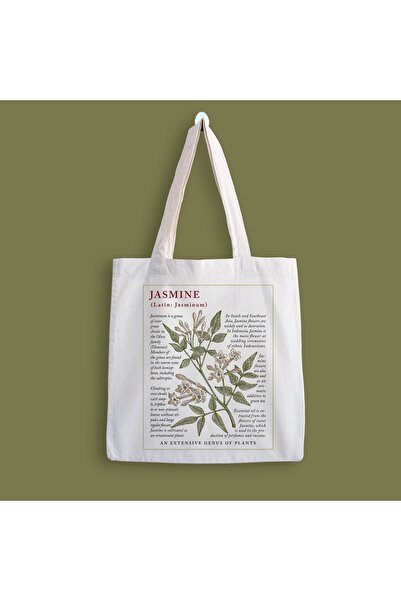 designedfy Jasmine Flower Baskılı Bez Çanta