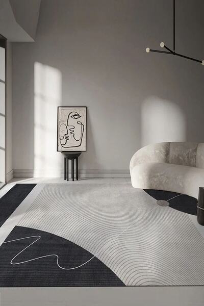 Decomia Home Covor digital anti-alunecare, lavabil, modern, linie, pentru sufragerie, covor de bucătărie, covor pentru hol, covor 4126