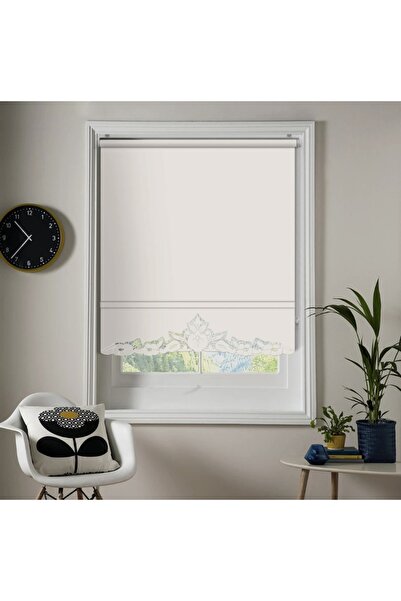 Dönmez Perde Nakış Işlemeli Stor Perde (AVŞA MODEL-KREM RENK)