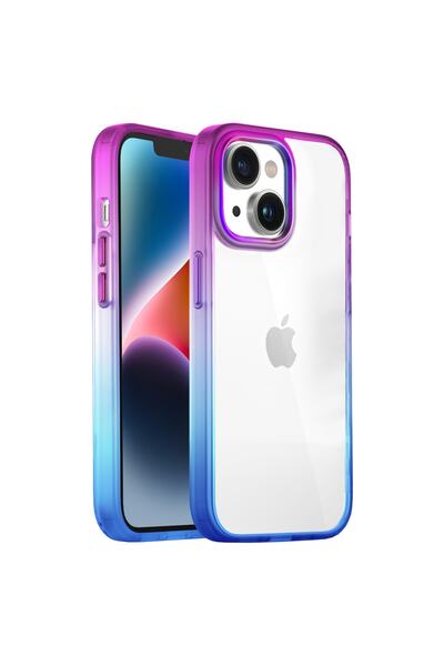 Buff Iphone 14 Air Bumper Rainbow Kılıf Blue Purple