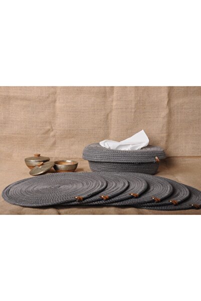 NAYS HOME Γκρι θήκη για χαρτοπετσέτες και σετ 6 τεμαχίων Supla