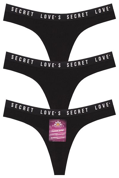 papatya lingerie Snur imprimat cu cauciuc Love Secret tăiat cu laser din 3 piese