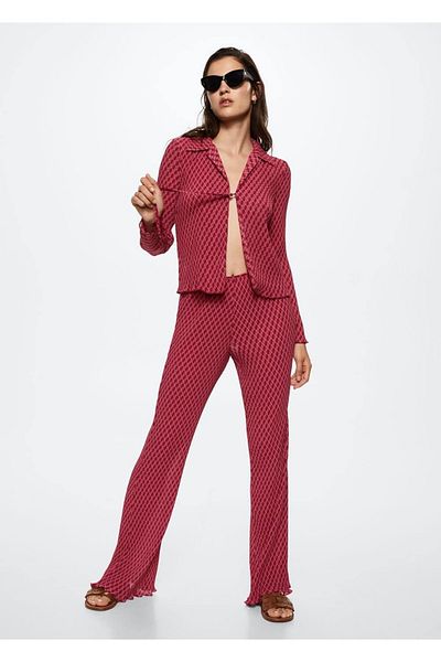MANGO Woman Pantaloni țesuți cu tăietură plată