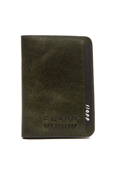 Flapp Hakiki Deri Crazy Yeşil Mini Cüzdan Kartlık